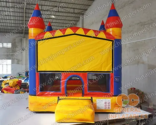 Mini bounce house with basketball hoop