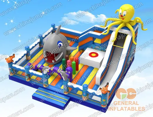 Under the sea playground with moving shark