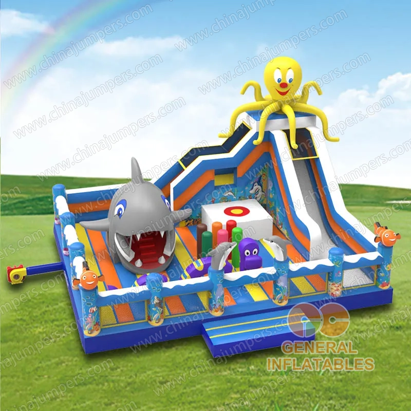 Under the sea playground with moving shark