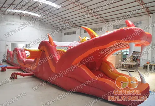  Fire dragon obstacle inflatables