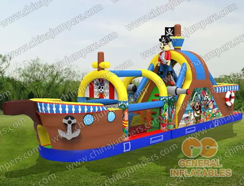 Pirate ship obstacle course inflatables for sale