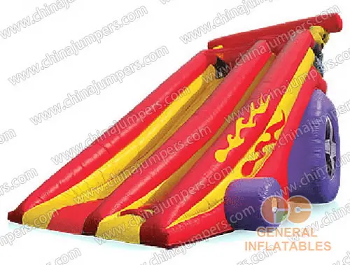 Inflatable dragster slides