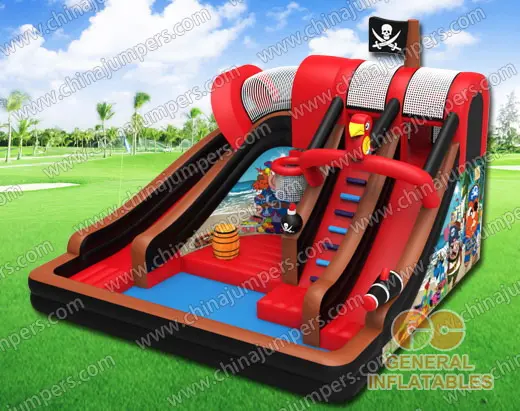 Pirate water slide with pool