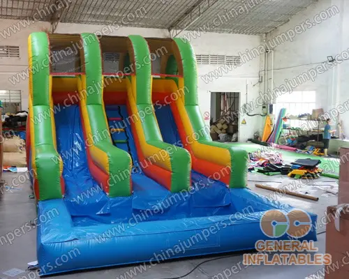 Yard water slide dual lane